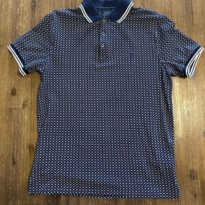 RALPH LAUREN - polo blue patterned  (medium) - custom slim fit stretch mesh